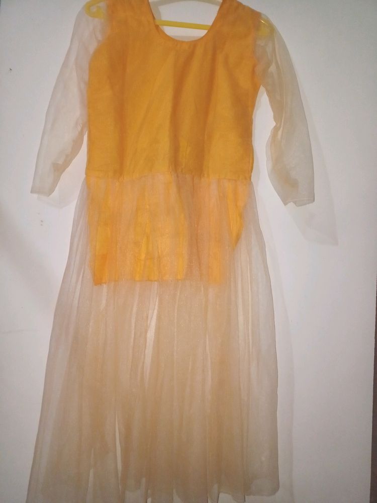 Net Frock Mustard