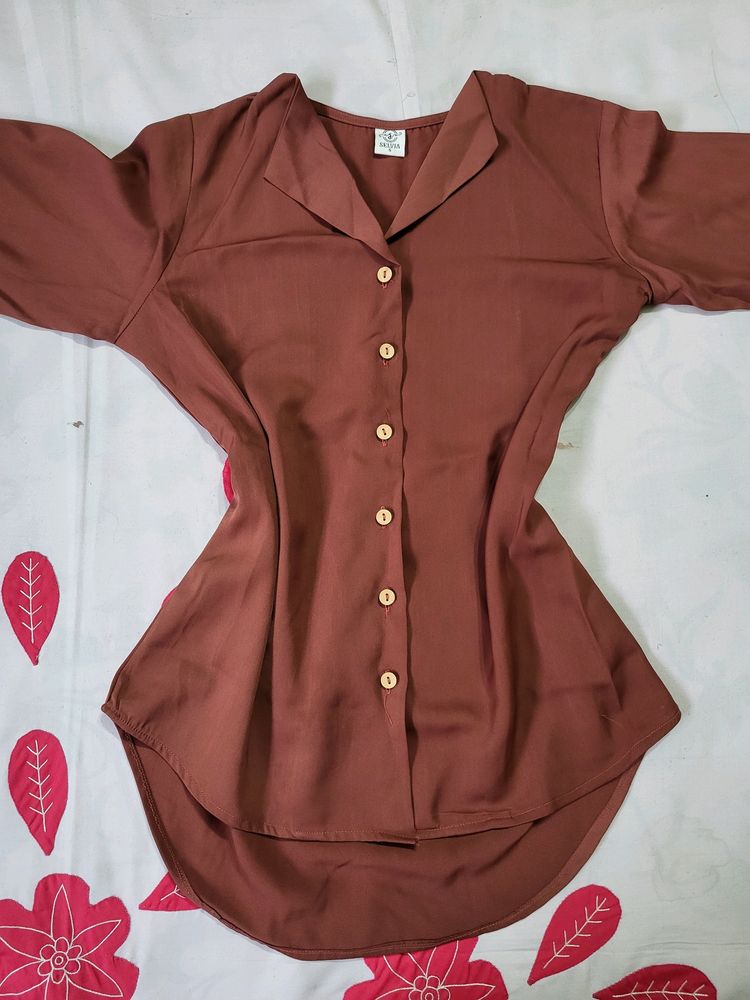 Korean Coffee Color Shirt And Top