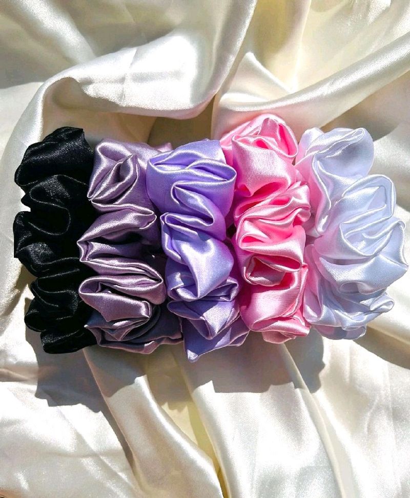 5 Pcs Satin Fluffie Scrunchies