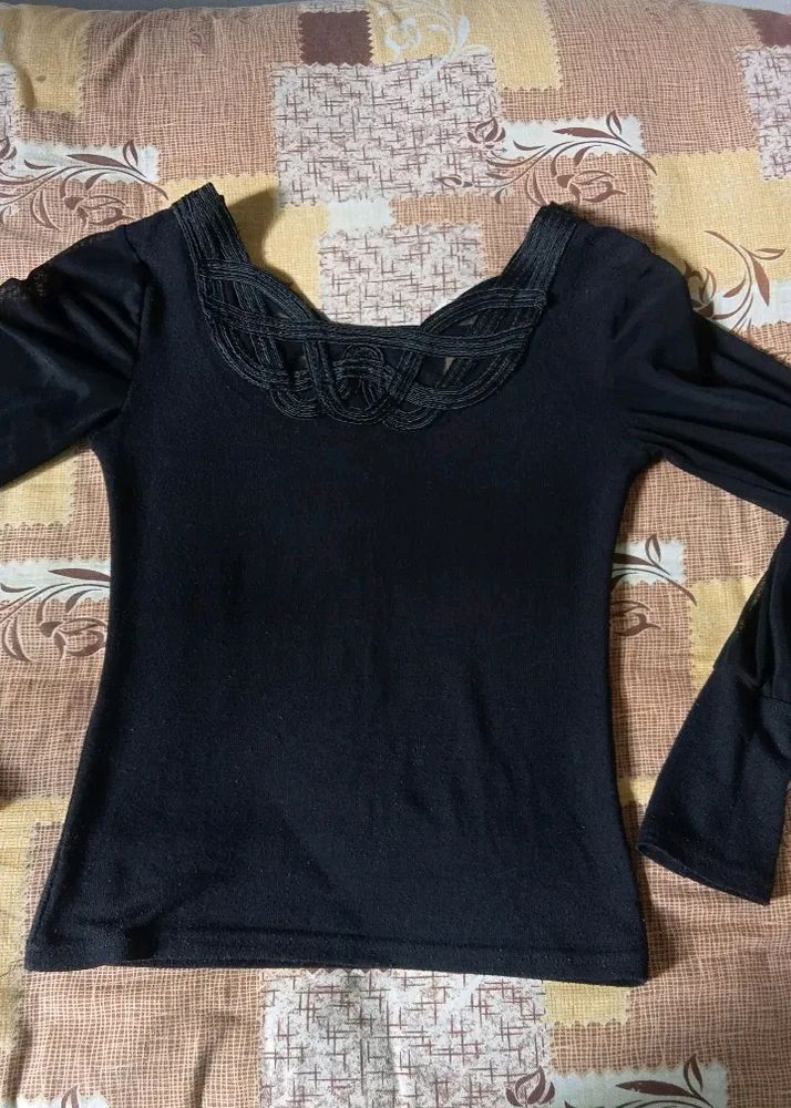 Black Full Sleeve Top For Sale