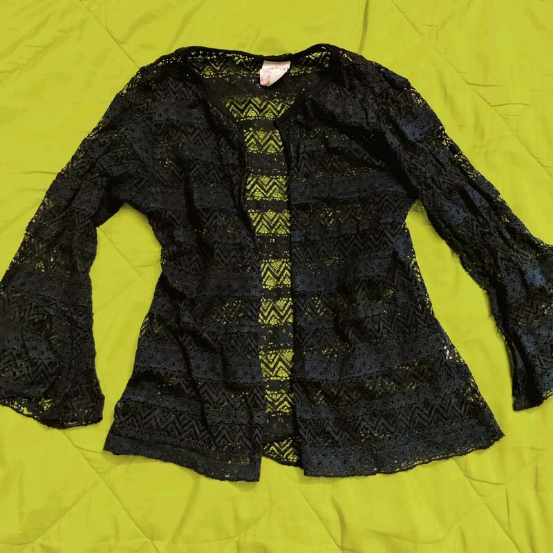 Y2k navy blue lace coat