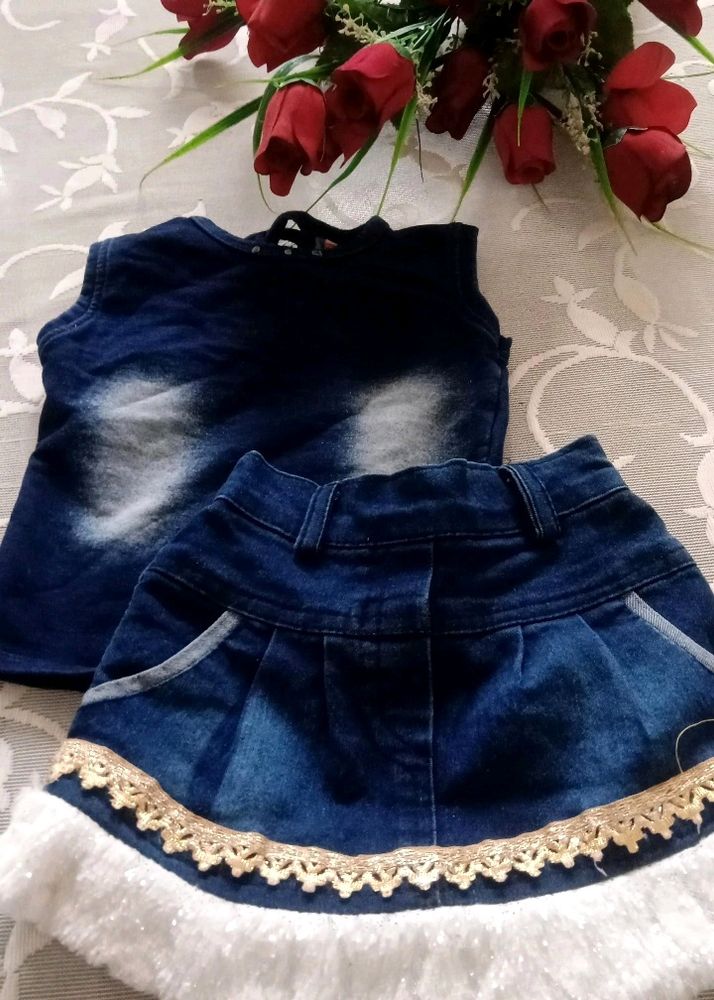 Baby Girl Denim Skirt Set