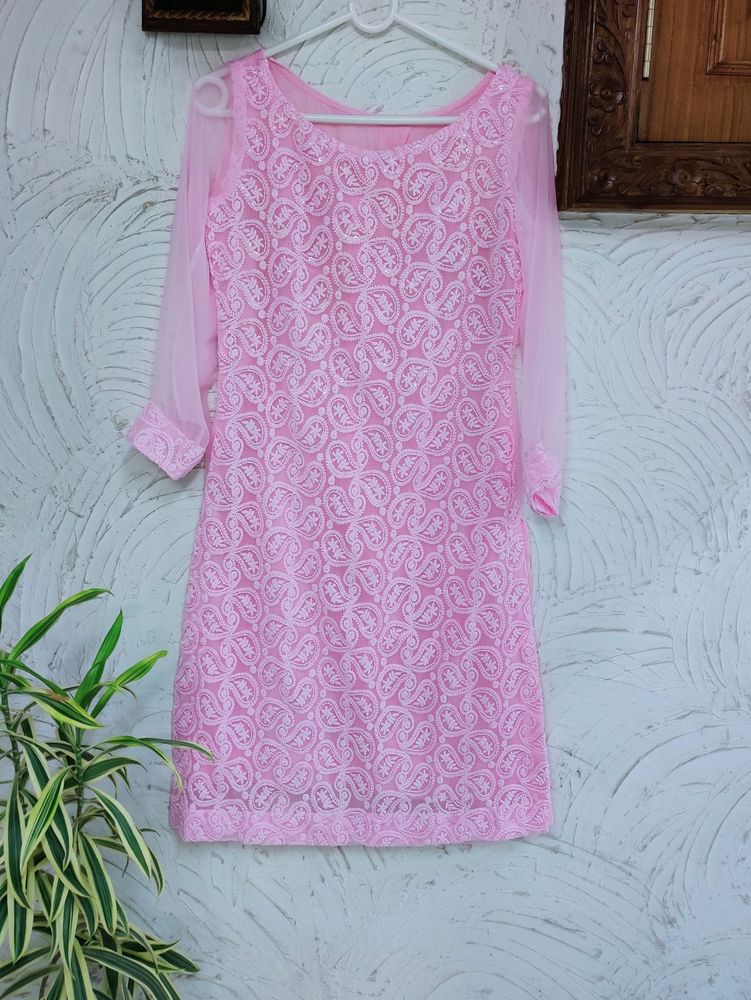 🌸 Embroidered Baby Pink Kurta 🌸