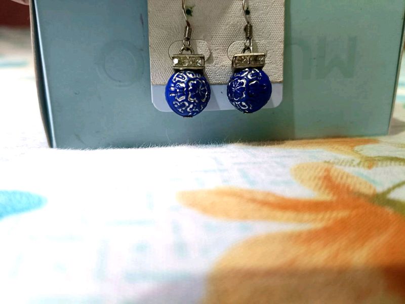 Earrings Party Wear ||Blue Beads With Stones