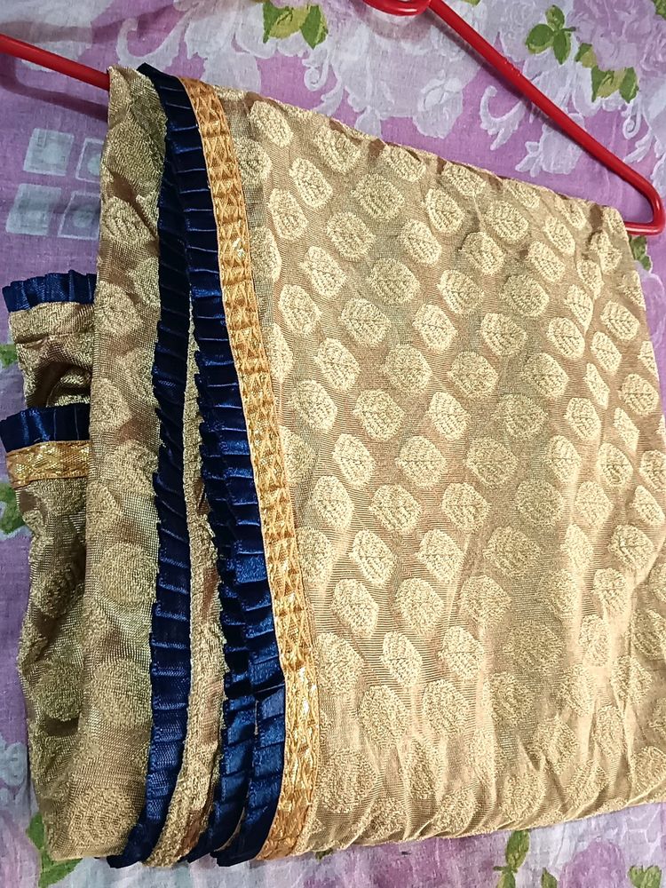 Golden Dupatta With Blue Touch