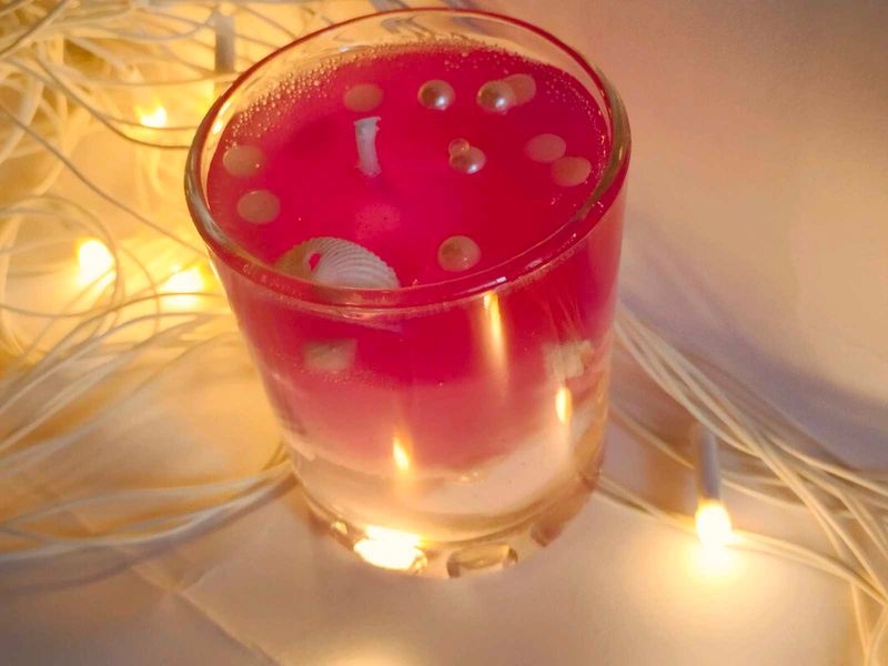 Pink Pearl And Shell Candle