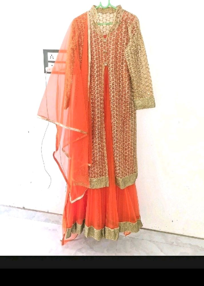 Beautiful Orange Indo Western Gown