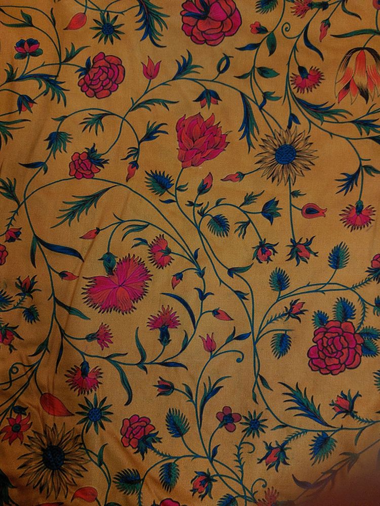 Mustard Floral Printed Fabric