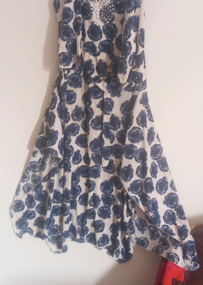 Beautiful Blue And White Women Frock