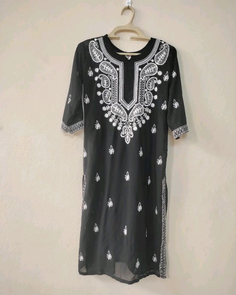 Black Chikankari Kurta