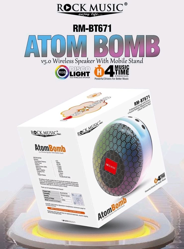 Atom Bomb V5.0 Wireless Speaker With Mobile Stand