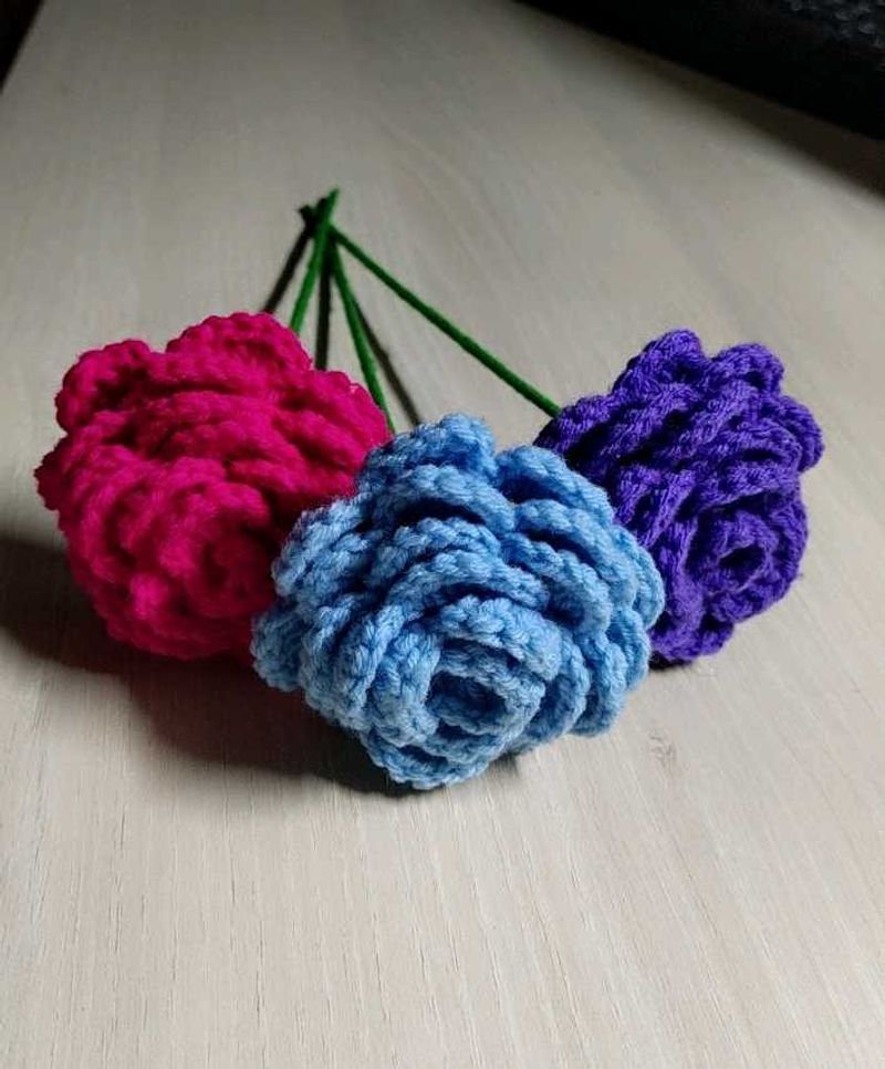 Three Crochet Roses