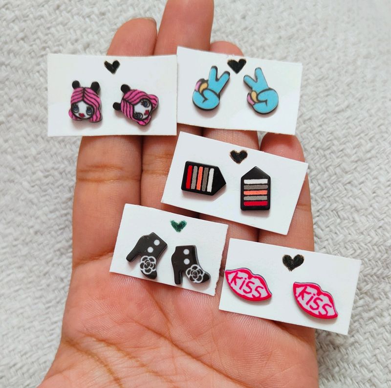 Pack Of 10 Quirky Ear Studs