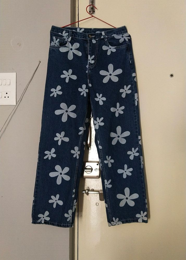 Flower Graphic Print Jeans