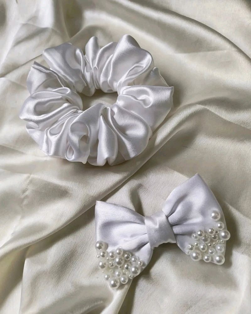 Scrunchie, Pearl Bow Combo