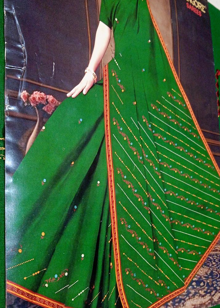 Cotton Green Saree