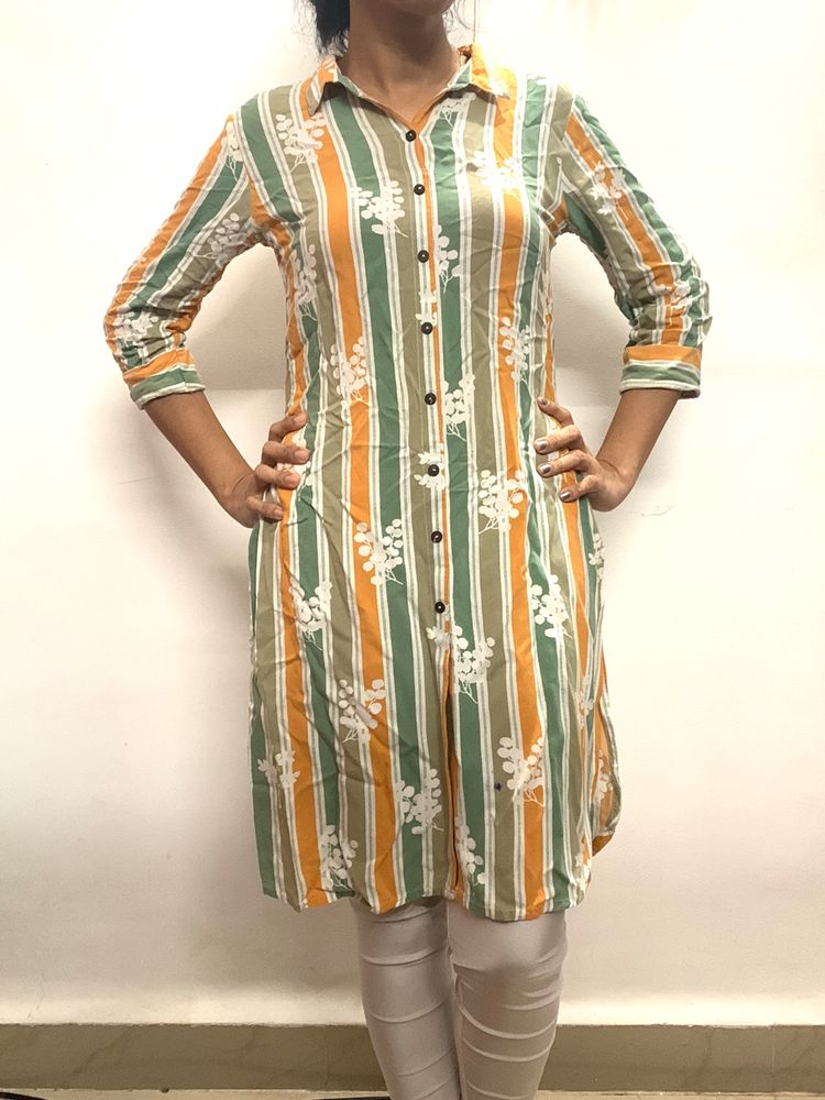 Sam Lime Color Collar Kurta