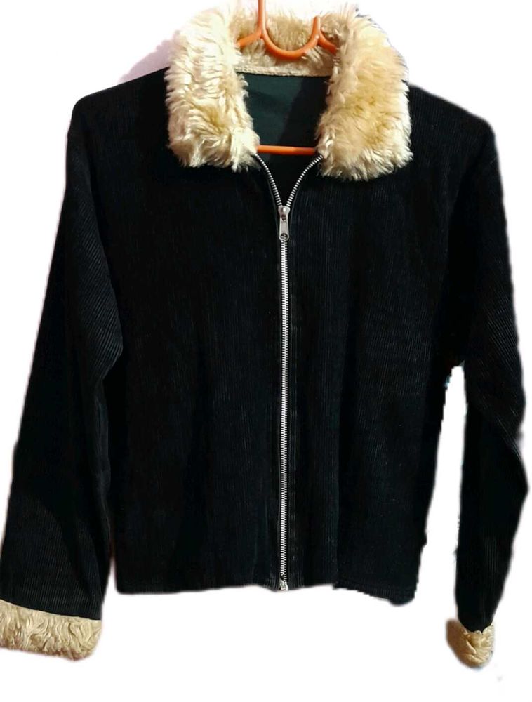 Furry Color Velvet Zipper Cardigan