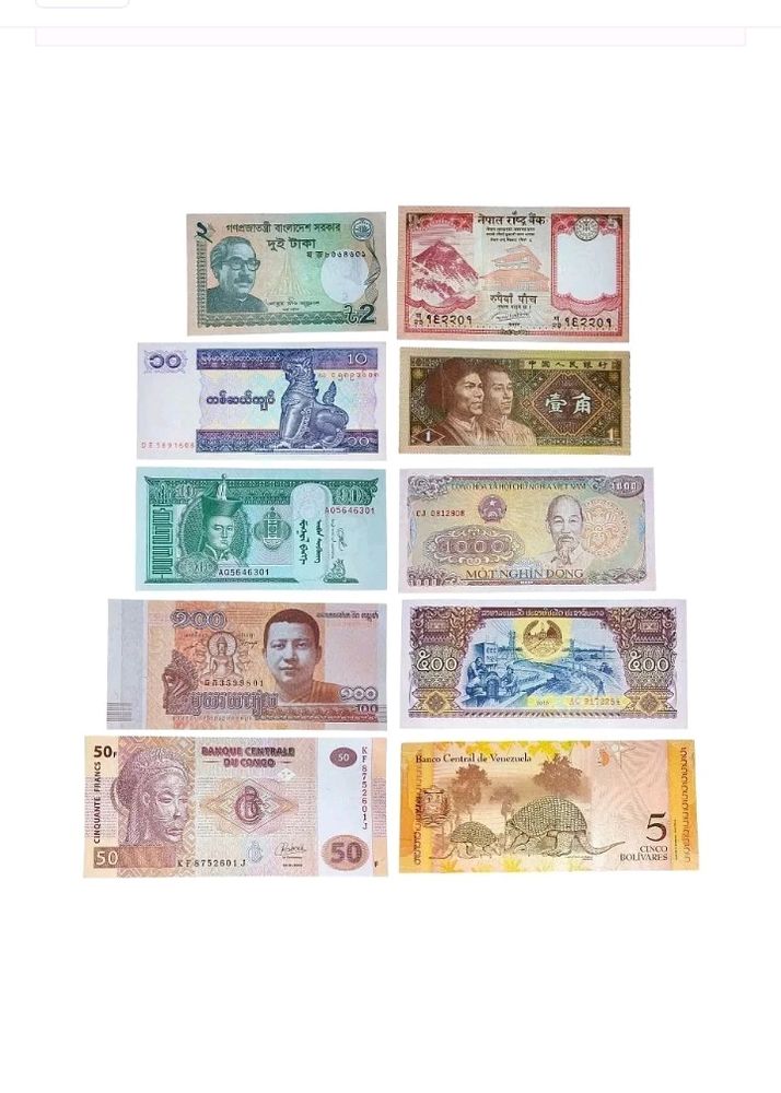 Foreign Country Currency UNC 10 Notes