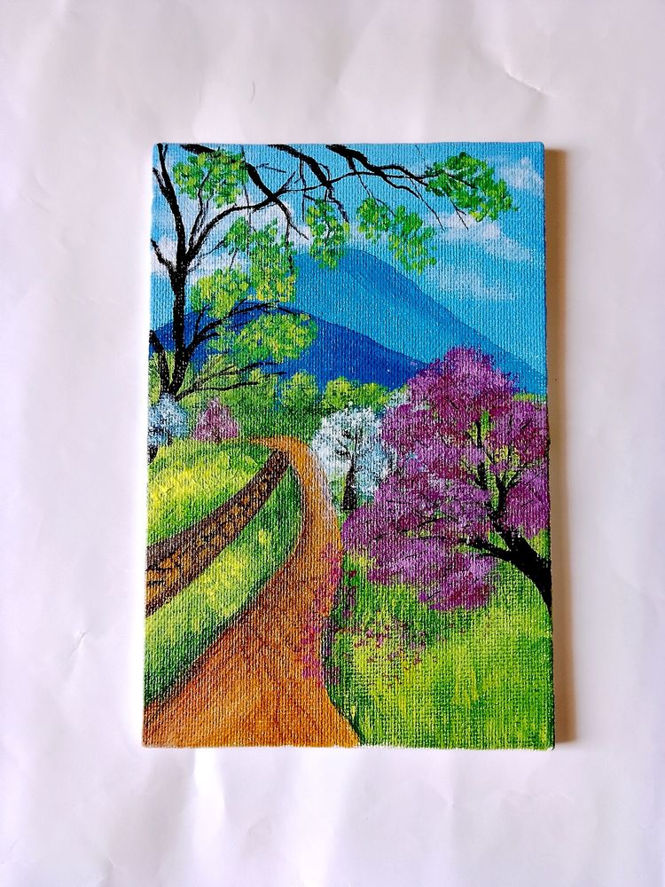 Spring Trees Acrylic Canvas Board (HANDMADE)