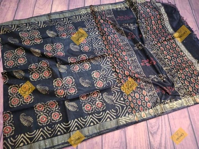 Black Linen Cotton Saree