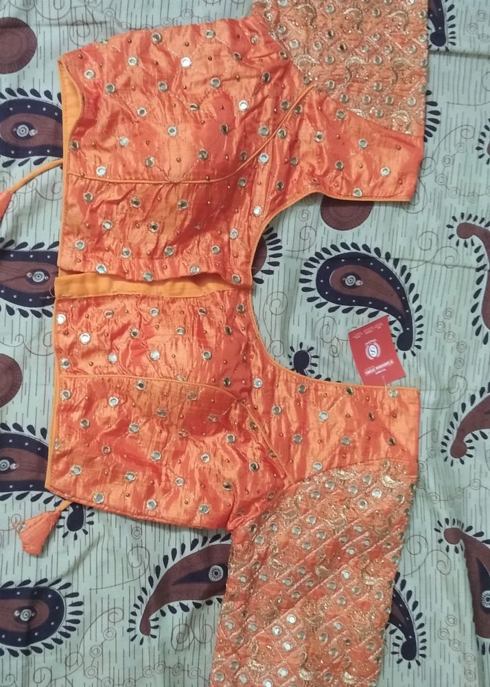 Golden Orange Embroidery Blouse