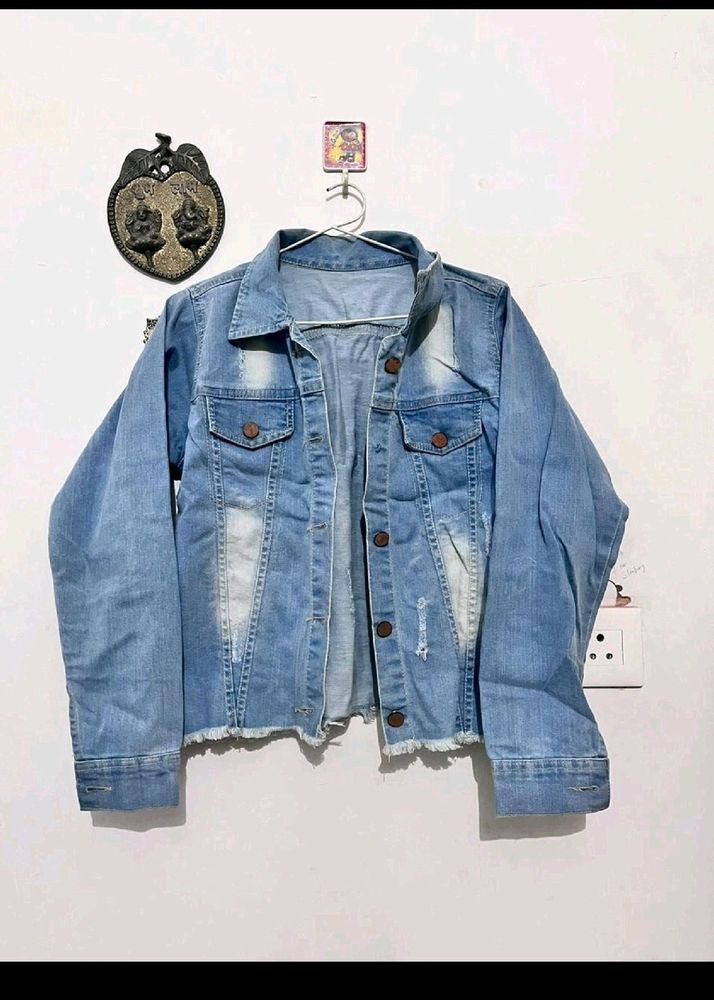 Combo Of Denim Jacket And Woolen Top