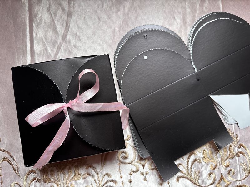 Black Paper Gift Box - 2 Piece with ribbon