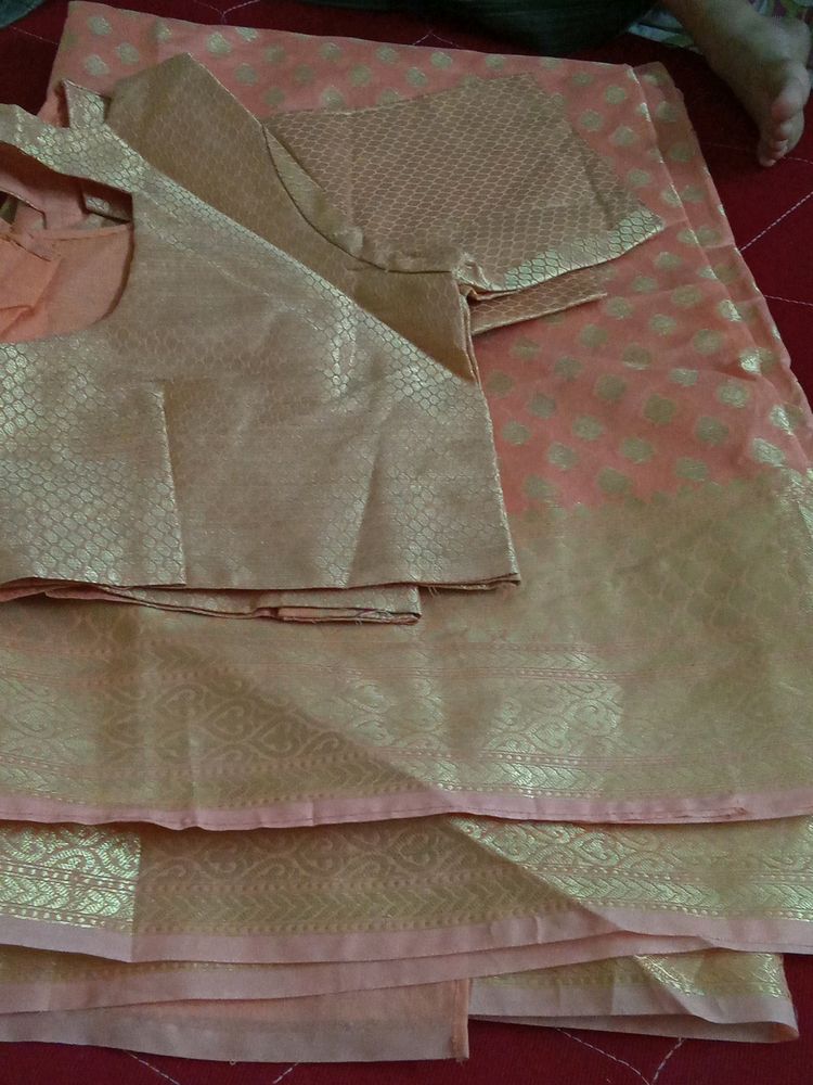 Cotton Silk Saree With Stiched Blouse