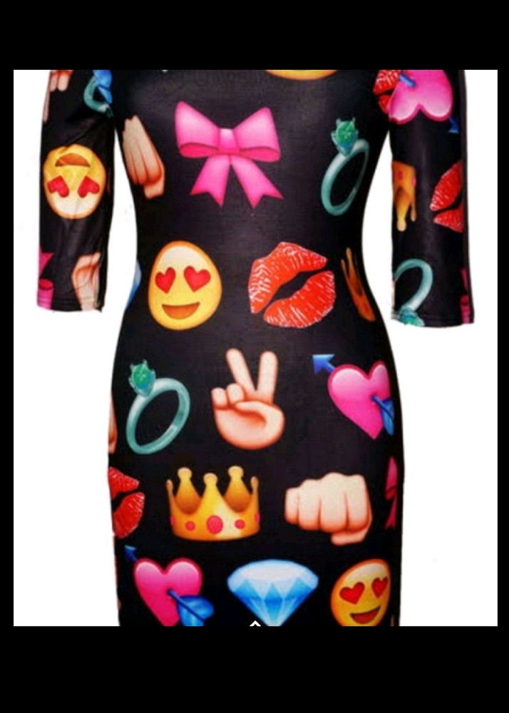 Emoji Fun full Dress in Black party wear wore twis