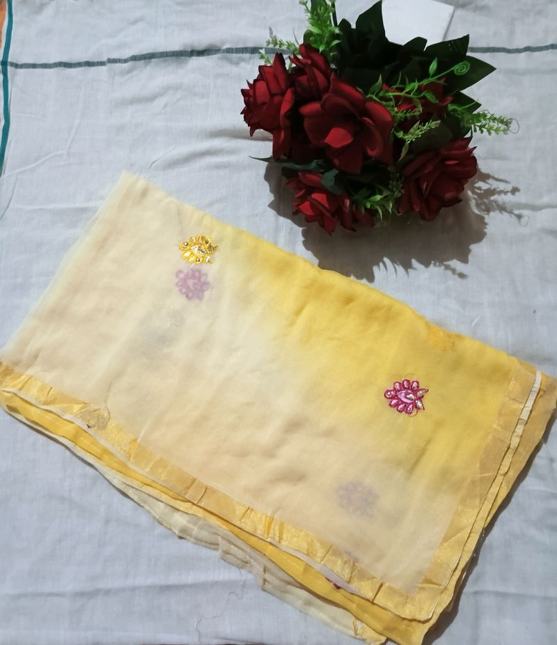 beautiful yellow cream dupatta