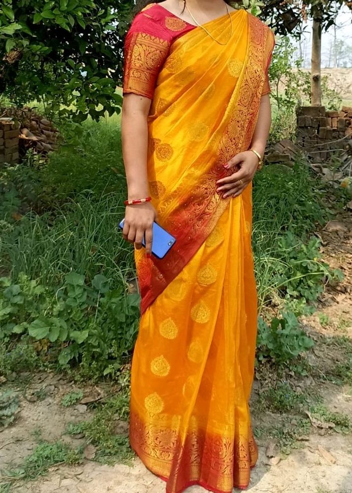 Yellow Chanderi Silk Saree