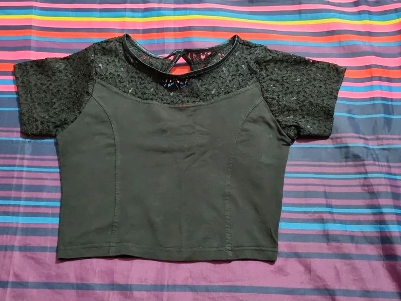 Stretchable Slip On Black Blouse