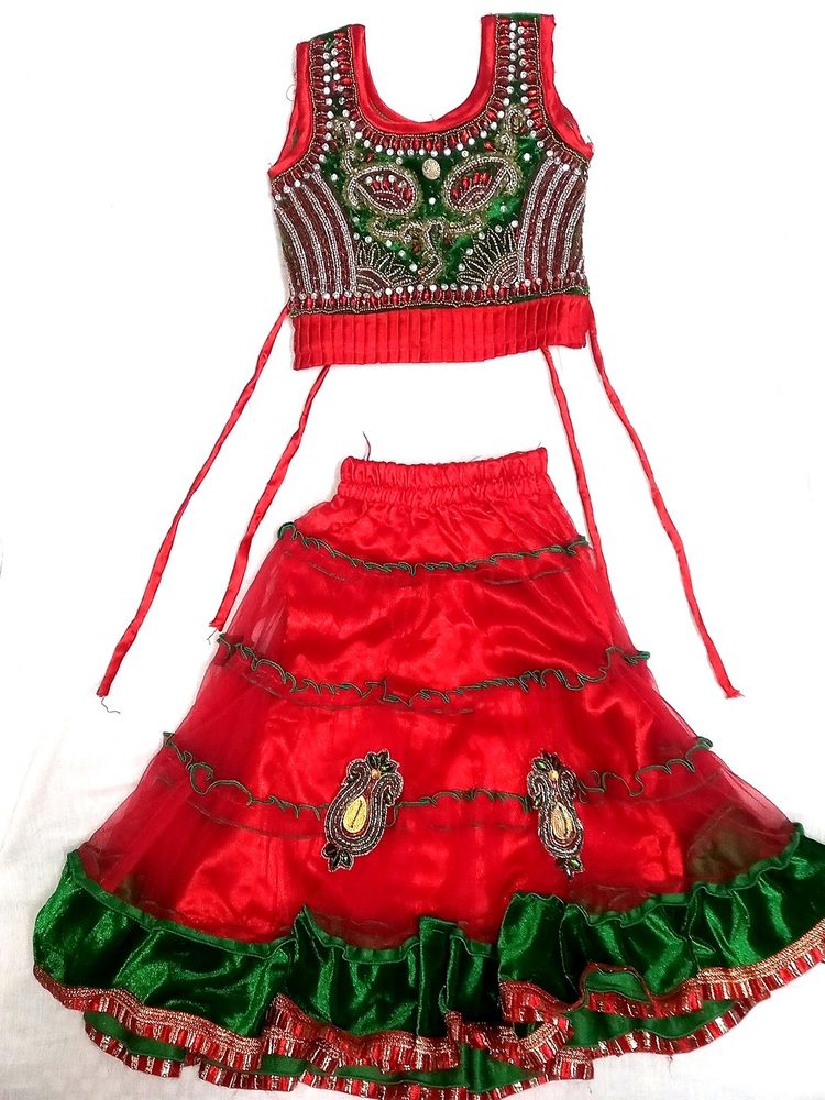 Red & Green Colored Beautiful Lehenga For Kids ♥️