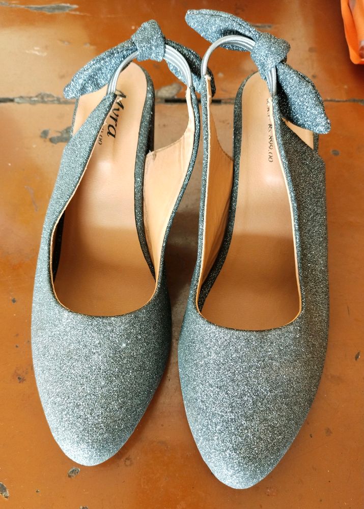 Grey 🩶 Glittery Block  Heels Used Once