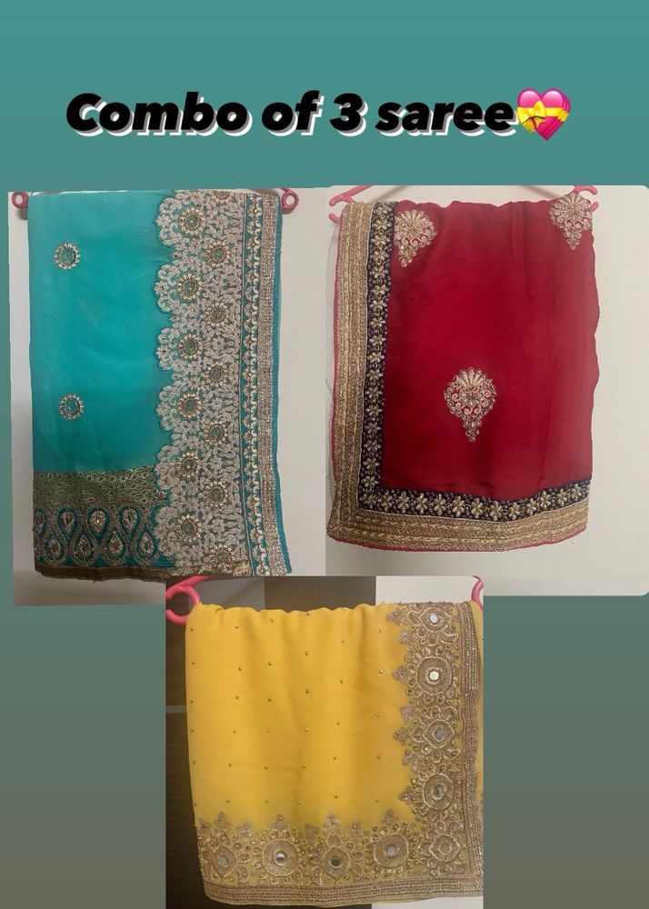 Combo Of 3 Heavy Saree /karwachauth Special