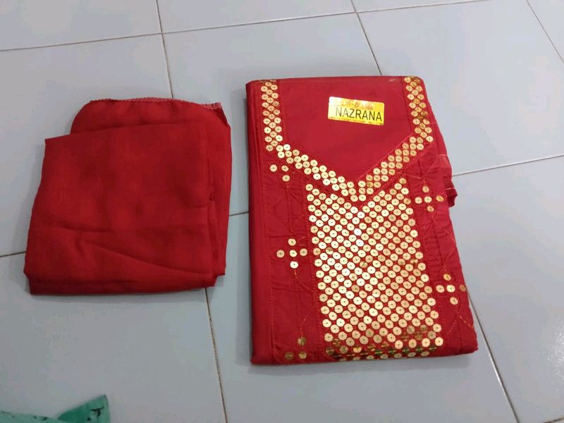 "RED" FULL Worked Unstitched Suit