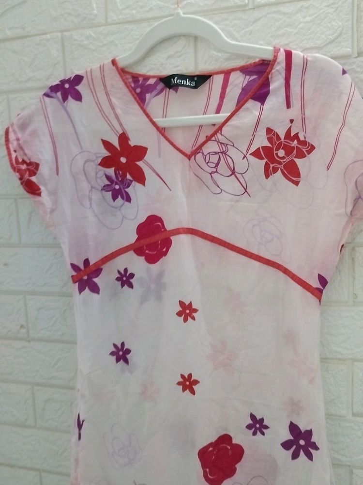 Pure Cotton S Size Floral Kurti