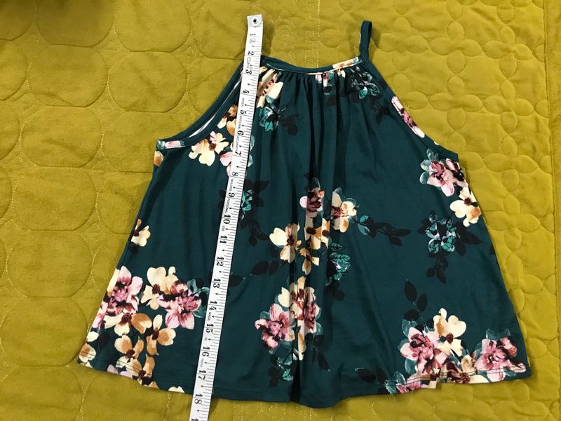 halter neck green floral top