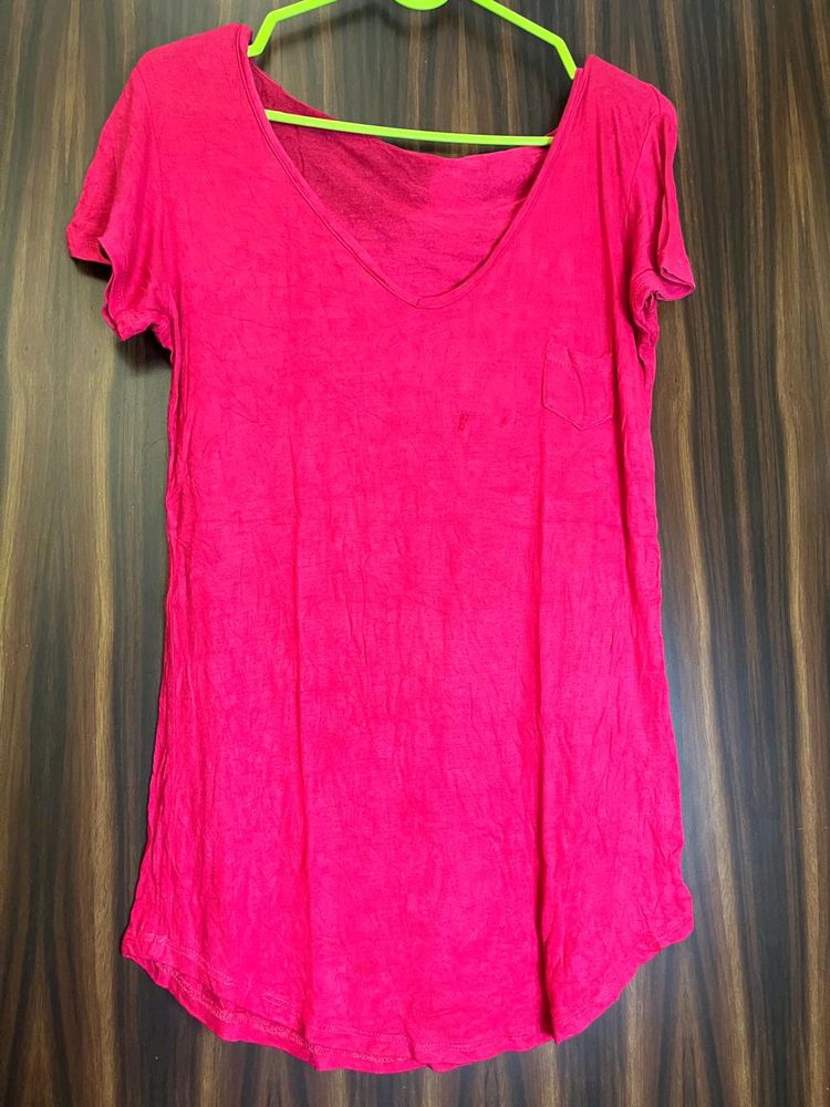 Slim Pink Stretchable Tshirt