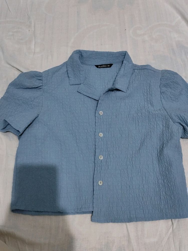 Zudio Fancy Blue Crop Shirt