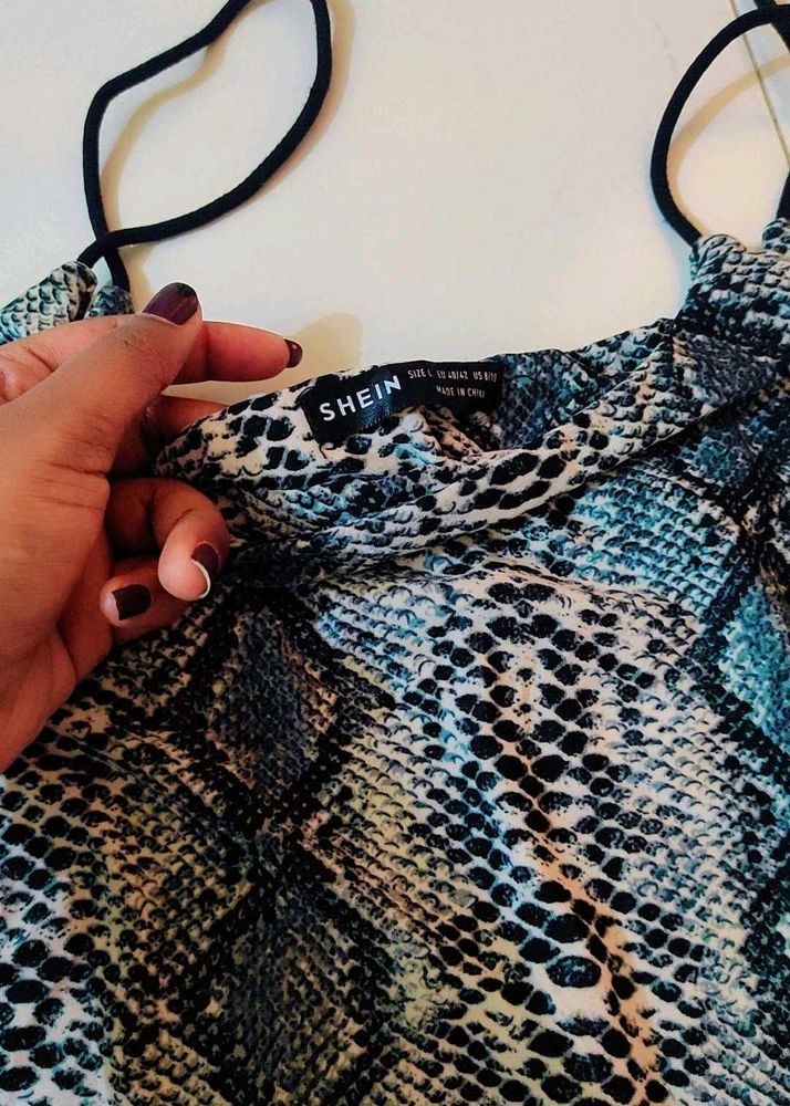 Snake Print Tube Top With Noodle Strap