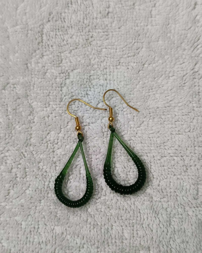 Green Glass Earrings ✨