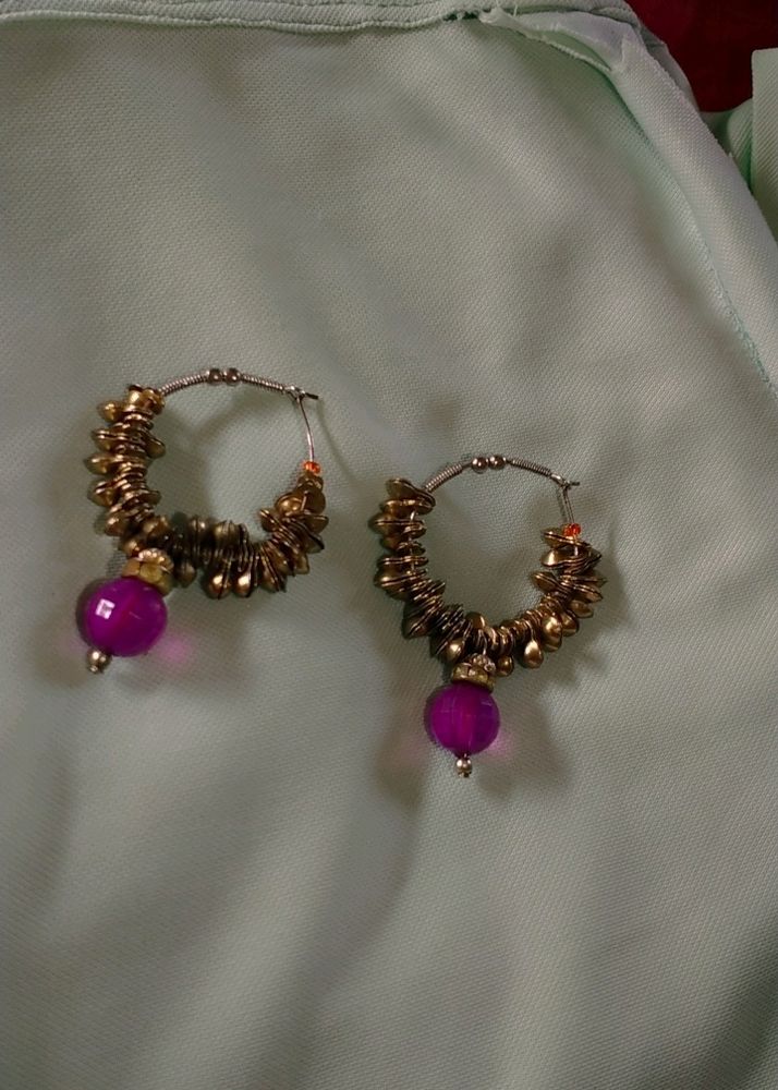 Golden+Multi Colour Earrings