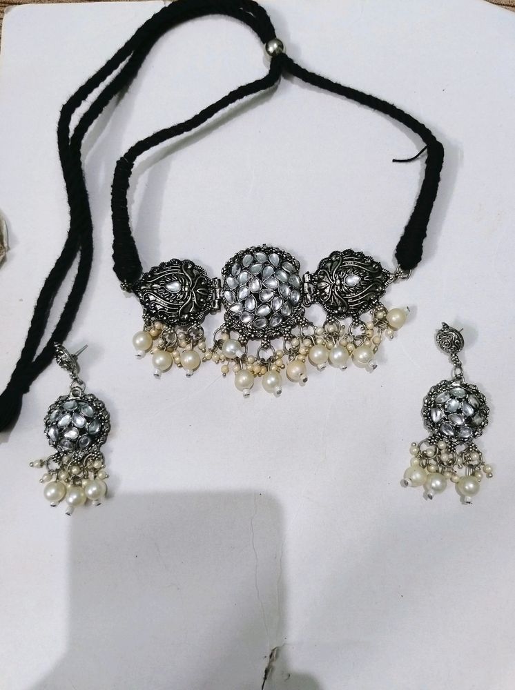 Oxidised Choker Set