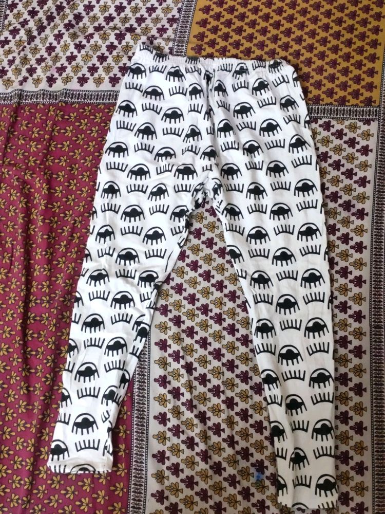 White Printed Leggings