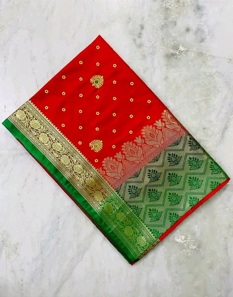 Banarasi Satin Silk Saree With Embroidery Work