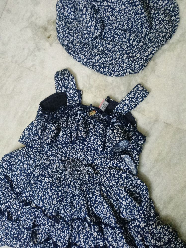 Frock With Cap For Baby Girl