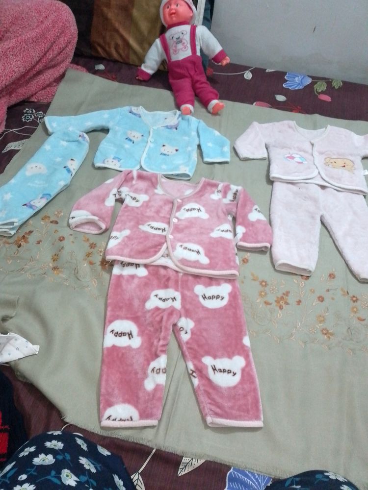 6-12 Months Baby Winter Wear Combo Of 3 Dresses