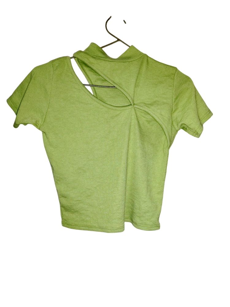 Casual Neon Green  Nack Cut Out Fitted Top